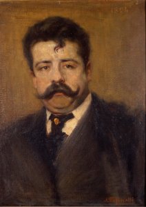 Portret van Ruggero Leoncavallo. Italiaanse componist (1858 - 1919) Schilderij door Antonio Pasinetti (1863-1940). uit 1894. Museo della Scala in Milaan door Antonio Pasinetti