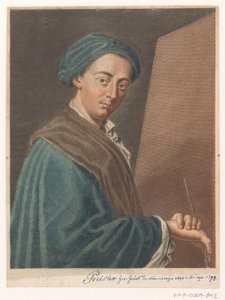 Portret van kunstenaar Johann Justin Preissler door Antonio Pazzi