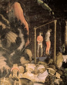 De gehangenen (detail) van St. George en de prinses door Antonio Pisanello