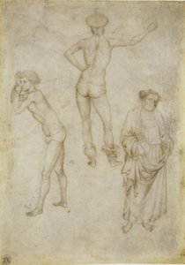 Twee mannelijke figuurstudies en Sint-Pieter, 1430-1435 door Antonio Pisanello