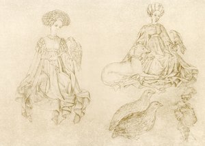 Vrouwen met valk en windhond
