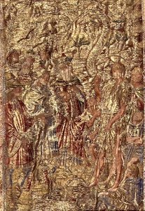 St. Johannes de Doper voor de hogepriesters en de Levieten, wandtapijt met scènes uit het leven van de heilige