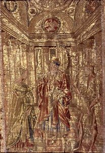 St. Johannes de Doper beschuldigd door Herodes, wandtapijt met scènes uit het leven van de heilige