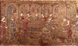 De Veroordeling van Herodes, wandtapijt met scènes uit het leven van de heilige door Antonio Pollaiuolo