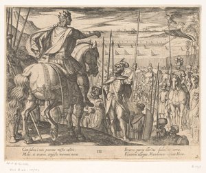 Alexander de Grote instrueert de Macedonische soldaten door Antonio Tempesta