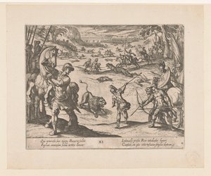 Alexander de Grote jaagt op wilde dieren te Bazaira door Antonio Tempesta