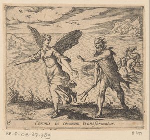 Coronis in een kraai veranderd door Antonio Tempesta