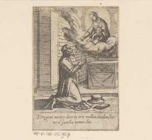 De heilige Philippus plaatst zich onder de hoede van Maagd Maria (Het leven van Philippus Benitius, serie titel) door Antonio Tempesta