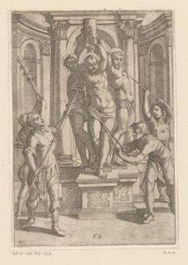 Foltering met stokken met scherpe punten door Antonio Tempesta