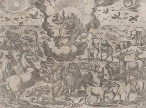 God die de dieren schept, ca. 1590-1630 door Antonio Tempesta