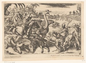 Jacht op struisvogels, Jachtscènes (deel 5) door Antonio Tempesta