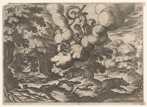 Landschap met de dood van Adonis door Antonio Tempesta