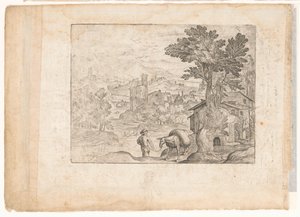 Landschap met man en ezel door Antonio Tempesta