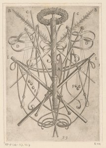Ornament met folterwerktuigen door Antonio Tempesta