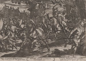 Plaat 19: Jacob Doodt Absalom, uit De Slagen van het Oude Testament door Antonio Tempesta