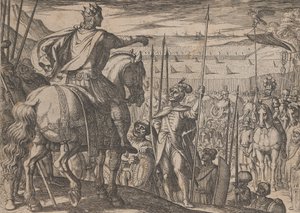 Plaat 3: Alexander Instruerend zijn Soldaten, uit De Daden van Alexander de Grote door Antonio Tempesta