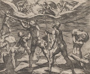 Plaat 6: De Reuzen Proberen Olympus te Bestormen Gigantomachia, uit Ovidius