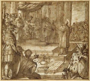 St. Laurentius spreekt in aanwezigheid van prefect Decius