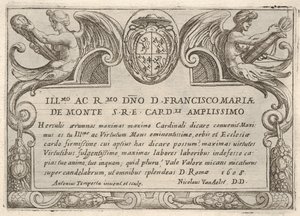 Titelplaat voor de serie De Werken van Hercules met de wapens van Kardinaal Francesco Ma... door Antonio Tempesta