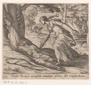 Zelfmoord van Thisbe door Antonio Tempesta