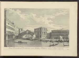 Gezicht op het Canal Grande, Palazzo dei Camerlenghi en de Rialtobrug te Venetië door Antonio Visentini