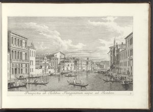 Gezicht op het Canal Grande en Palazzo Flangini te Venetië door Antonio Visentini