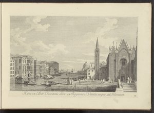 Gezicht op het Canal Grande en de Chiesa di Santa Maria della Carità te Venetië door Antonio Visentini