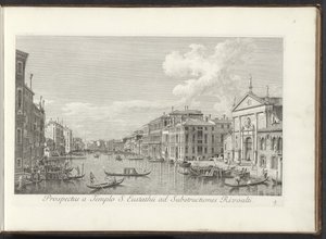 Gezicht op het Canal Grande en de kerk de San Stae te Venetië door Antonio Visentini