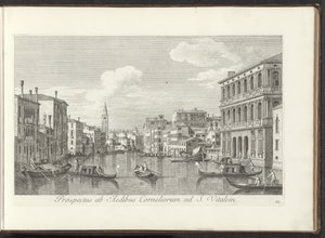 Gezicht op het Canal Grande en de toren van de San Vitale te Venetië door Antonio Visentini