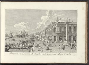 Hoek van het San Marcoplein met de Biblioteca Marciana door Antonio Visentini