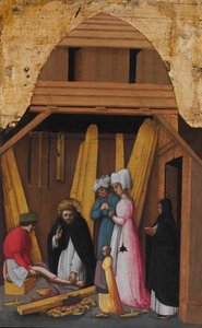 Sint Petrus Martelaar geneest het been van een jonge man, ca. 1450 door Antonio Vivarini