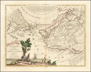 1776 kaart - Nieuwe ontdekkingen van de Russen ten noorden van de Zuidzee in zowel Azië als Amerika door Antonio Zatta
