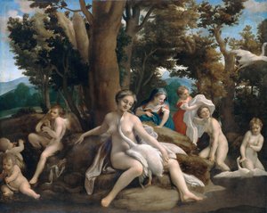 Leda en de zwaan door Antonio da Correggio