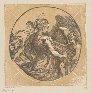 Heilige Cecilia musicerend door Antonio da Trento (possibly)