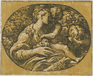 De Maagd, Christus Kind, en Sint Jan door Antonio da Trento