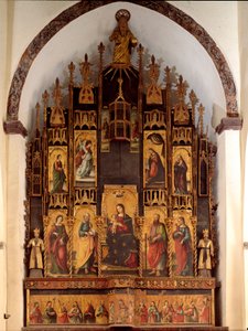 Polyptiek van het gedicht van verlossing en kroning van de Maagd Maria, houtschilderij door Antonello de Saliba door Antonio de Saliba