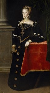 Portret van aartshertogin Maria van Oostenrijk 1528-1603, Heilige Roomse keizerin, 1551