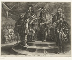Troonsafstand van Karel V; intocht van Ferdinand te Gent in 1635 (blad 25) door Antony van der Does