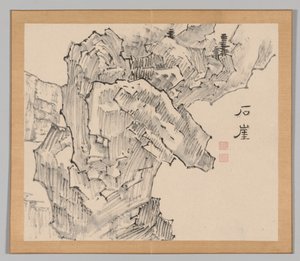 Dubbel album van landschapsstudies na Ikeno Taiga, Deel 1 blad 19, 18e eeuw door Aoki Shukuya