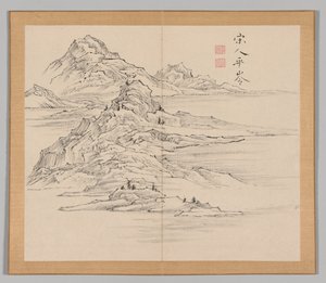 Dubbel Album van Landschapsstudies na Ikeno Taiga, Deel 1 blad 35, 18e eeuw