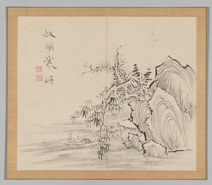 Dubbel album van landschapsstudies na Ikeno Taiga, Volume 2 blad 10, 18e eeuw