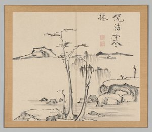 Dubbel album van landschapsstudies na Ikeno Taiga, Volume 2 blad 15, 18e eeuw