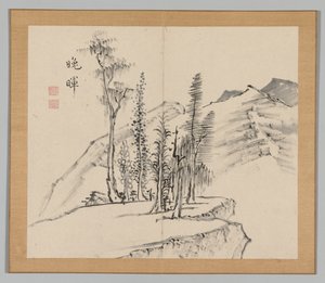 Dubbel album van landschapsstudies naar Ikeno Taiga, Volume 2 blad 21, 18e eeuw