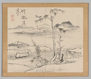 Dubbel Album van Landschapsstudies na Ikeno Taiga, Deel 2 blad 24 door Aoki Shukuya