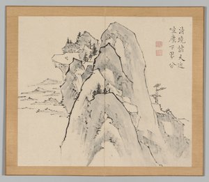 Dubbel album van landschapsstudies na Ikeno Taiga, Volume 2 blad 33