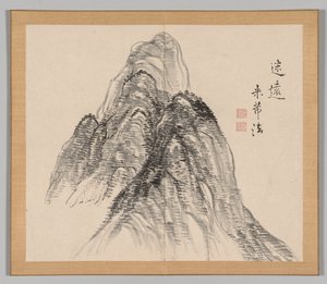 Dubbel album van landschapsstudies naar Ikeno Taiga, Deel 2 blad 3 door Aoki Shukuya