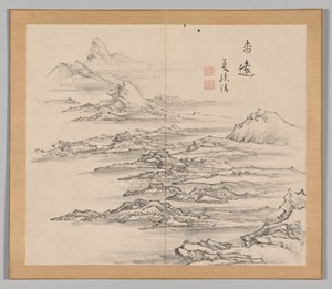 Dubbel Album van Landschapsstudies na Ikeno Taiga, Deel 2 blad 5 door Aoki Shukuya