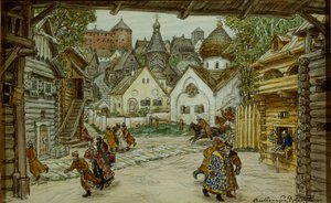 Toneelontwerp voor de opera De Oprichnik De Wachtman door Pyotr Tchaikovsky, 1911 door Apollinari Mikhailovich Vasnetsov