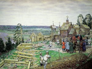 De stichting van het Kremlin van Moskou, 1156, 1917