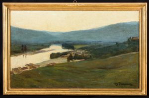 Toscaans landschap met rivier